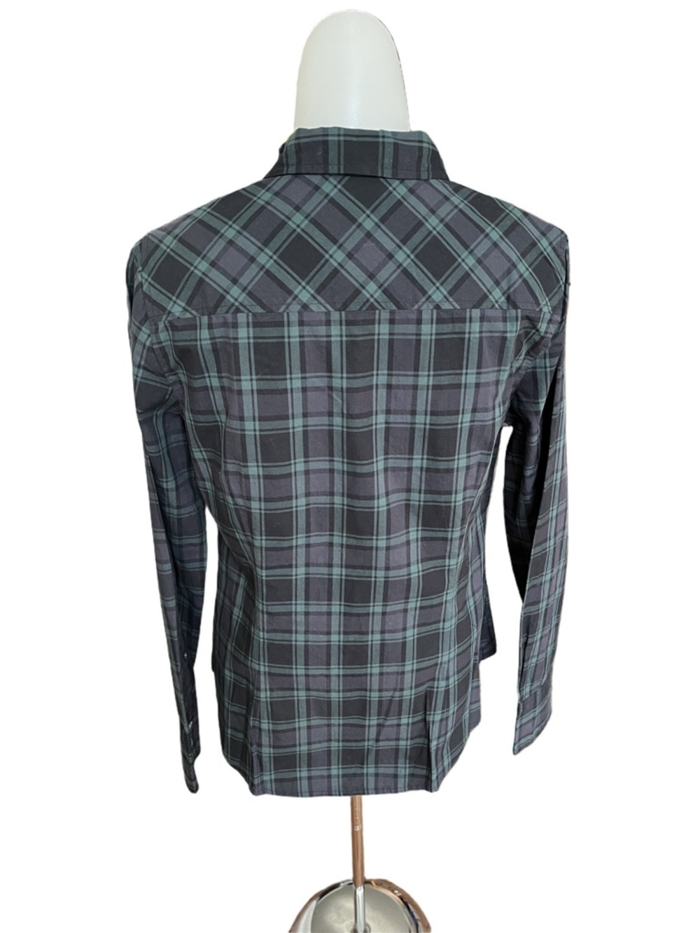 J. Crew Perfect Shirt in Black & Green Tartan Plaid size 4 - Picture 2 of 6
